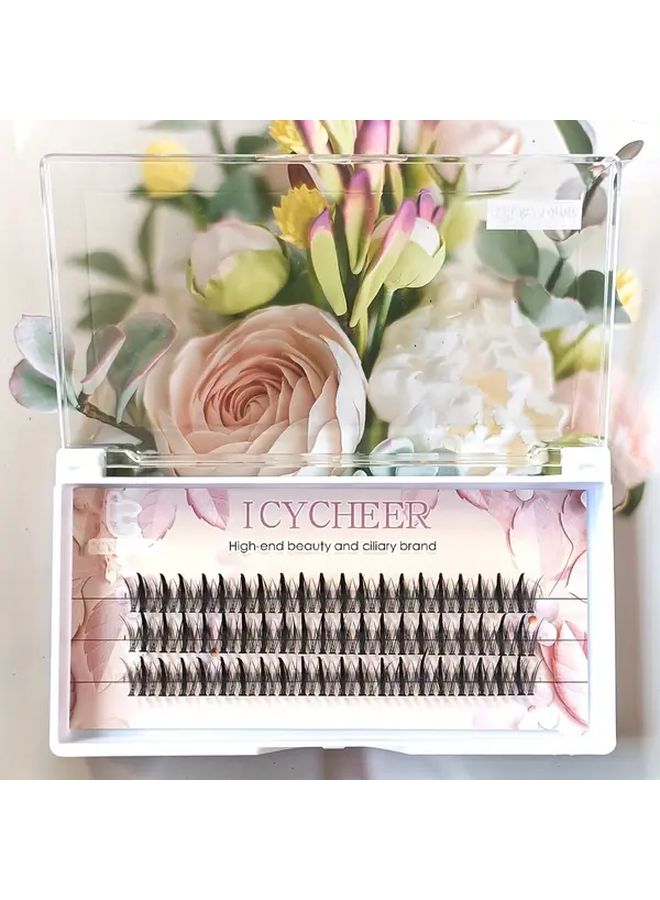 Icycheer Cat Eye Fluffy False Eyelashes Extensions 0 07mm Thick C Curl 12mm Reusable Natural Look DIY Lash Clusters For Full Volume Mixed Length Segment Lashes For Home Or Salon Use - Image 3