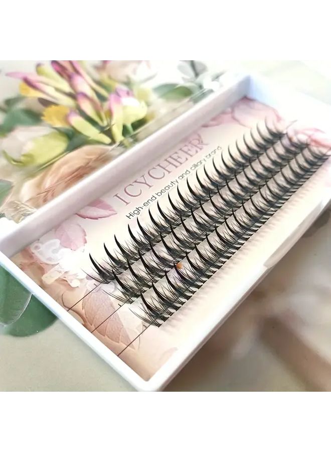 Icycheer Cat Eye Fluffy False Eyelashes Extensions 0 07mm Thick C Curl 12mm Reusable Natural Look DIY Lash Clusters For Full Volume Mixed Length Segment Lashes For Home Or Salon Use - Image 2