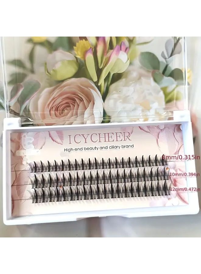 Icycheer Cat Eye Fluffy False Eyelashes Extensions 0 07mm Thick C Curl 12mm Reusable Natural Look DIY Lash Clusters For Full Volume Mixed Length Segment Lashes For Home Or Salon Use - Image 4
