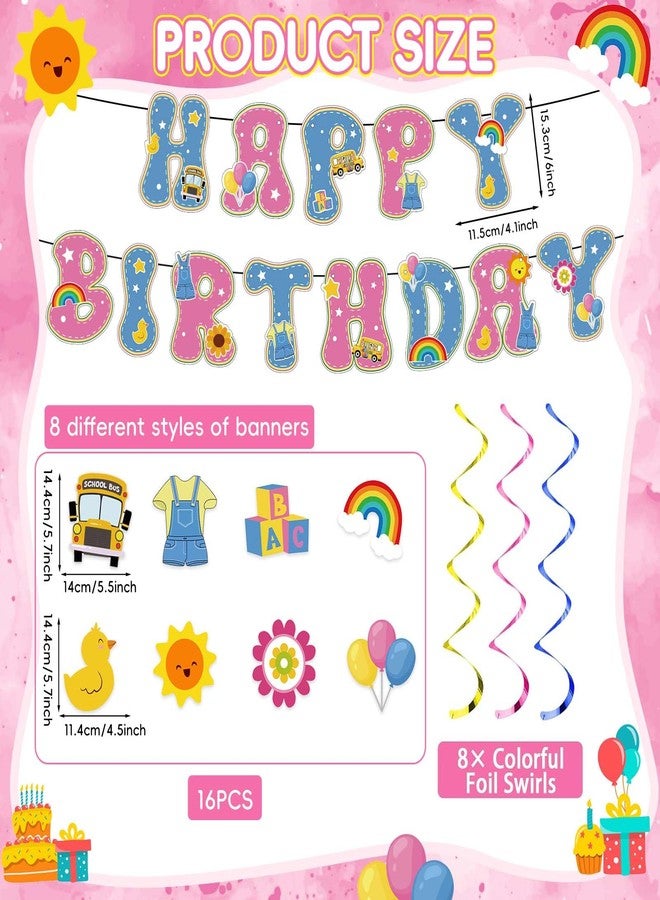 Vozekrod Cartoon Girls Hanging Swirl Banner - English Teacher Birthday Party Decorations, Ceiling Hanging Streamers for Classroom Parties, Kids & Teacher Fans Supplies - Image 2