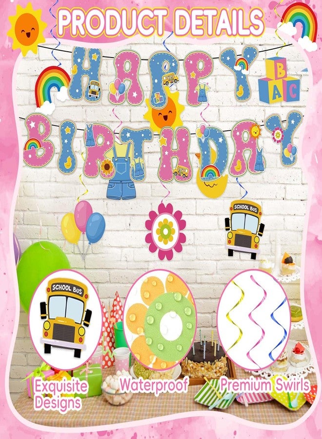 Vozekrod Cartoon Girls Hanging Swirl Banner - English Teacher Birthday Party Decorations, Ceiling Hanging Streamers for Classroom Parties, Kids & Teacher Fans Supplies - Image 3