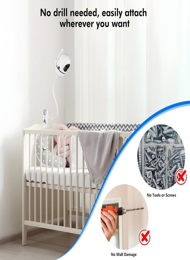 Annkoifu Flexible Baby Monitor Mount for HelloBaby HB65/HB40/HB6550/HB66/HB6339/HB6081/HB6550 Pro, ANMEATE SM935E, Baby Camera Holder Without Drilling, Attach Wherever You Want - Image 4