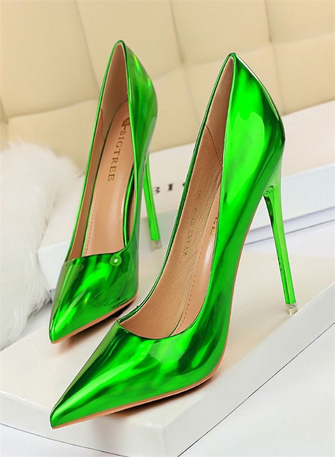BIGTREE Metal Heel Tip Shows Thin High Heel 10.5CM Green