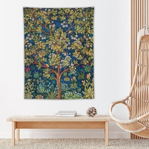 Houselerax William Morris Tree of Life Tapestry Wall Hanging, Vintage Plant Nature Floral Pattern Modern Wall Art Decor,Retro Flowes Home Decoration for Bedroom Living Room Dorm W30 x 40H Inch - Image 5