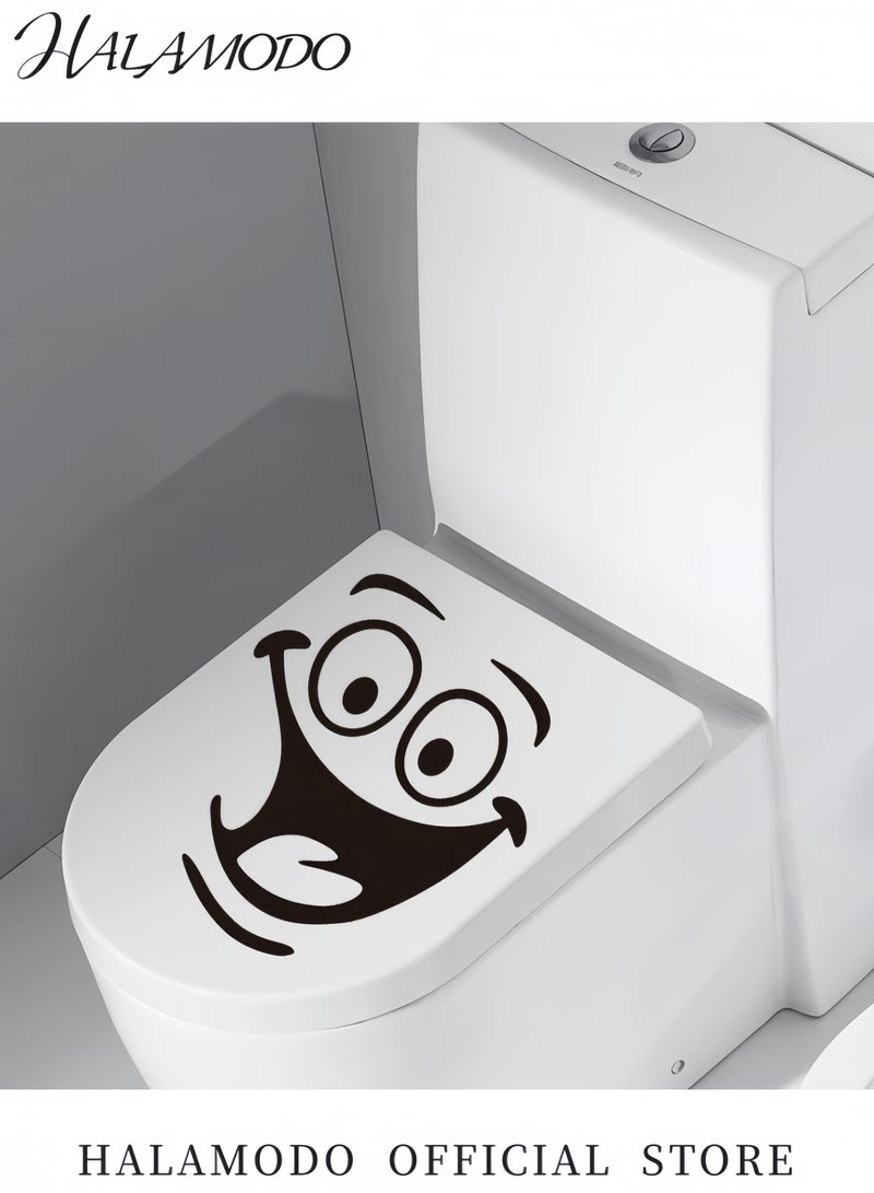 HALAMODO Cartoon Smile Face Toilet Seat Sticker Black 24 x 18cm - Image 2