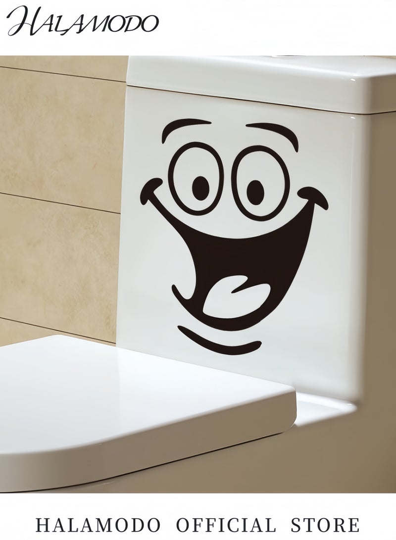 HALAMODO Cartoon Smile Face Toilet Seat Sticker Black 24 x 18cm - Image 4