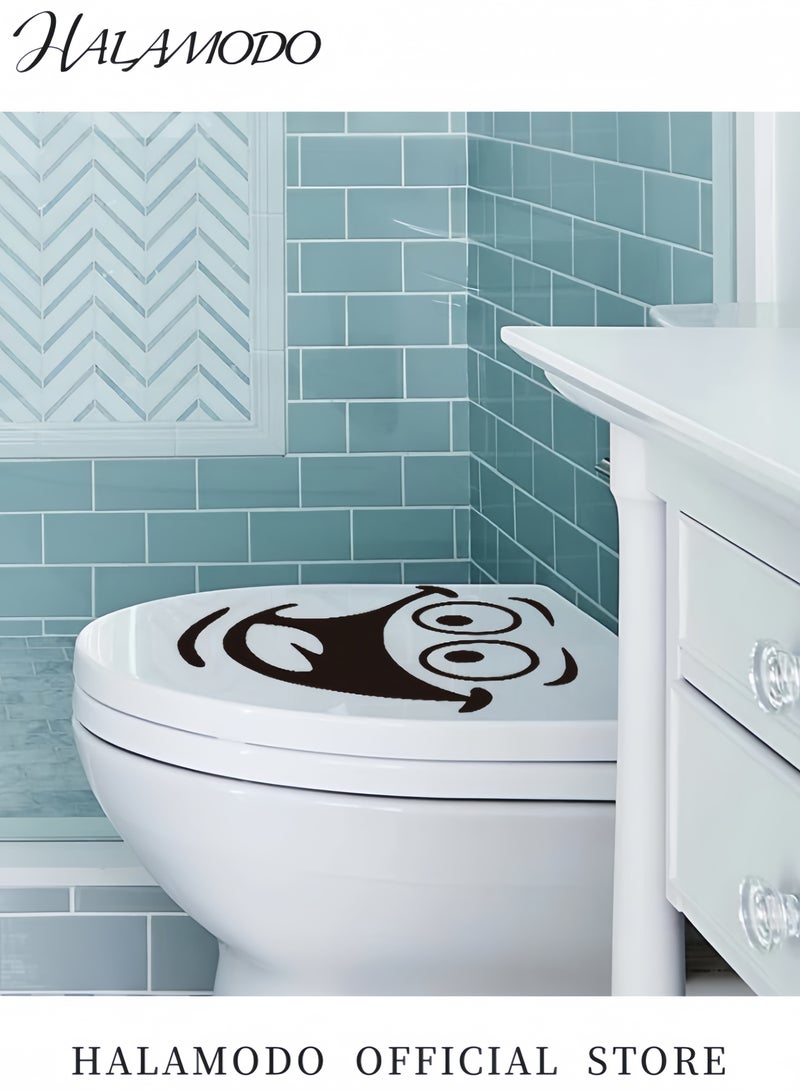 HALAMODO Cartoon Smile Face Toilet Seat Sticker Black 24 x 18cm - Image 3