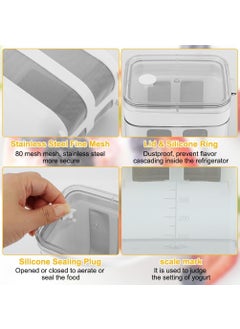LIGHTNIING HAMMERZ LIGHTNIING HAMMERZ Hung Curd Strainer Box Curd Maker and Greek Yogurt Maker 1100ml Fine Mesh Strainer with Lid Multifunctional Yoghurt Filter Curd Maker for Home Whey Separator  - Image 3