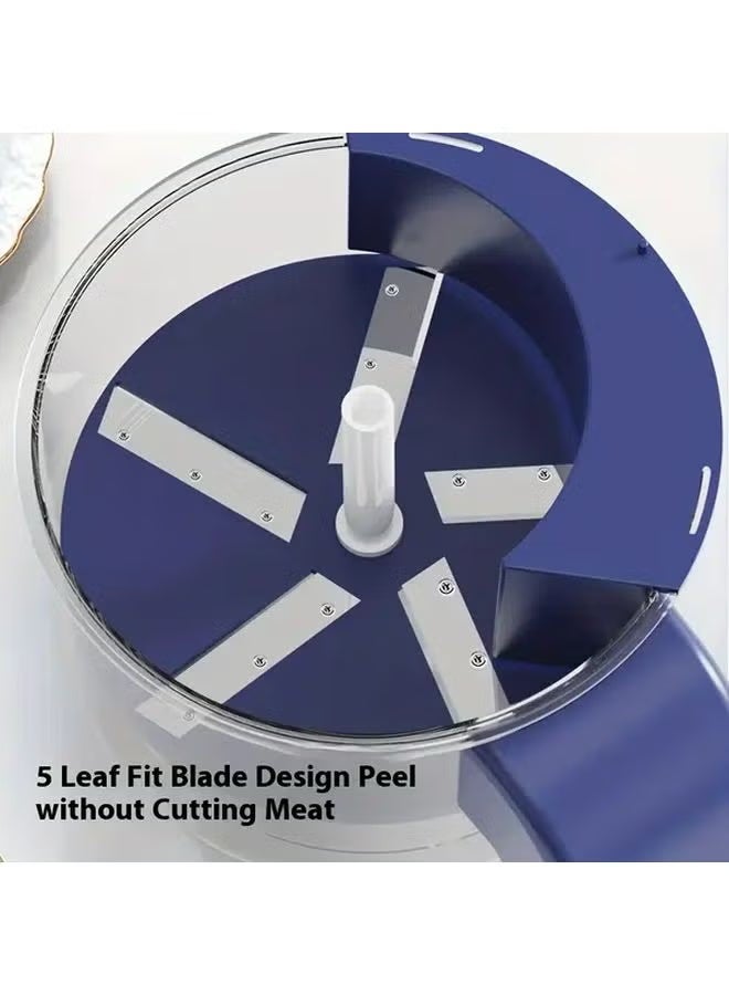 أثير مقشرة خضروات الفواكه الكهربائية الأوتوماتيكية باللون الأزرق مع نظام طرد - Image 4