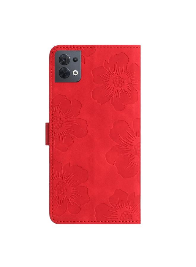 S-TOP Case For OPPO Reno8 5G Flower Embossing Pattern Leather Phone Case - Image 3