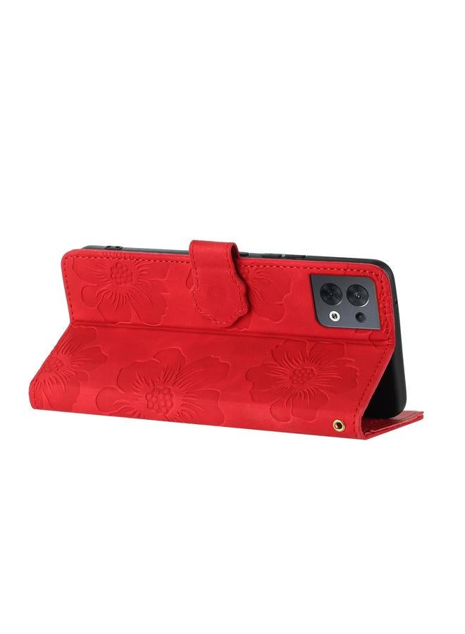 S-TOP Case For OPPO Reno8 5G Flower Embossing Pattern Leather Phone Case - Image 5