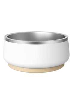 Stainless Steel Dog Bowl 34oz, Non-Slip, Double Wall Insulated, Dishwasher Safe for All Dog Sizes and Cats, Durable and Stylish White Design