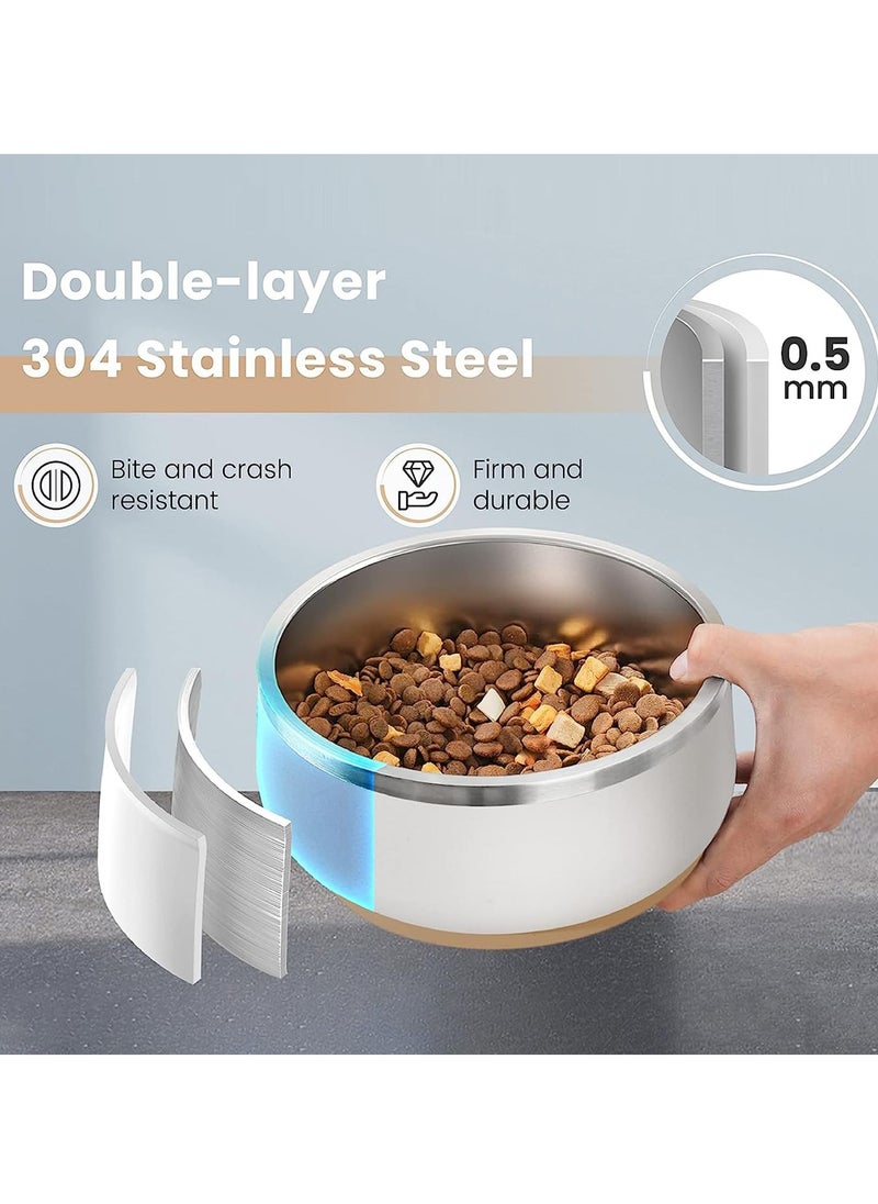 Generic - Stainless Steel Dog Bowl 34oz, Non-Slip, Double Wall Insulated, Dishwasher Safe for All Dog Sizes and Cats, Durable and Stylish White Design - Image 1
