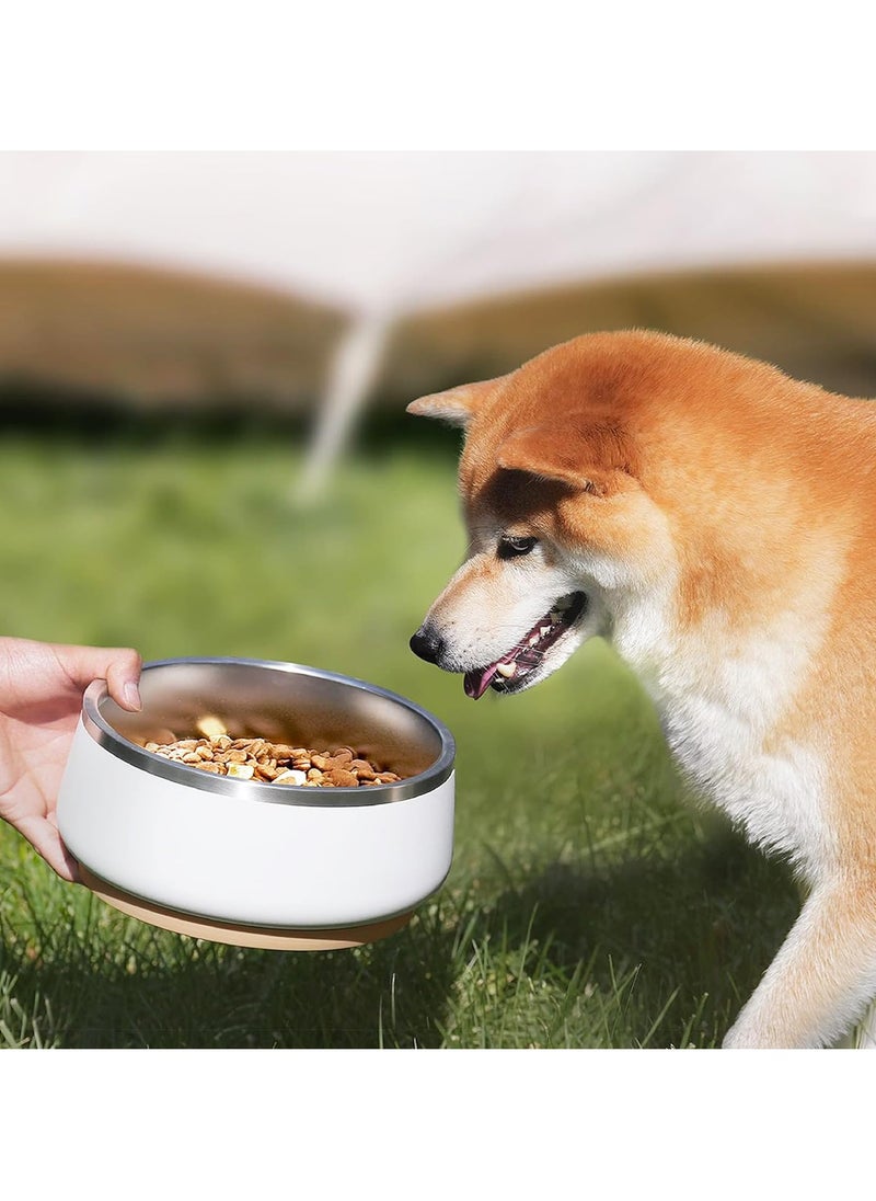 Generic - Stainless Steel Dog Bowl 34oz, Non-Slip, Double Wall Insulated, Dishwasher Safe for All Dog Sizes and Cats, Durable and Stylish White Design - Image 1