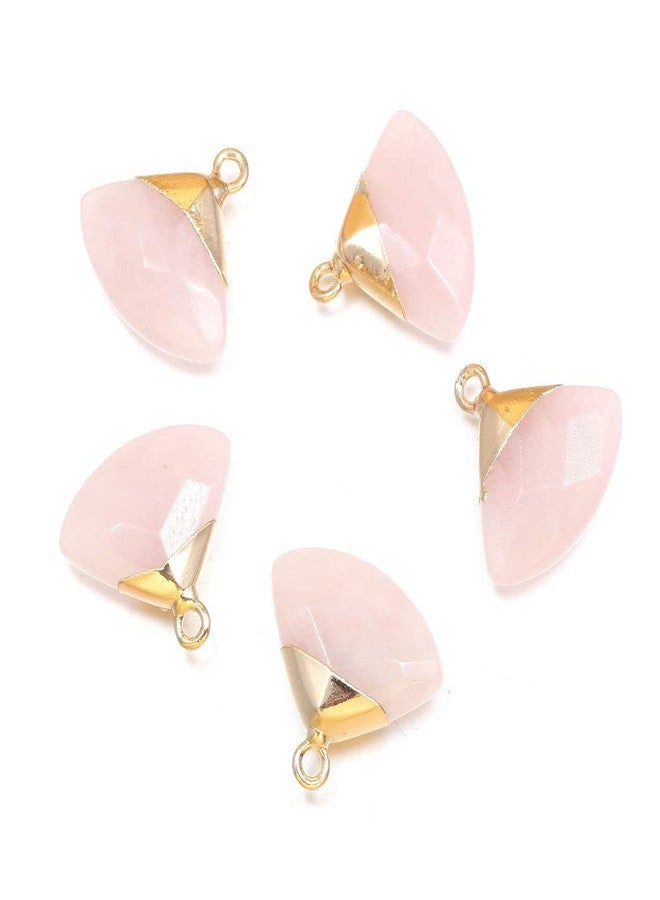 Zotoone Wholesale Natural Stone Pendants, Fan Shaped Faceted Crystal Quartz Stone Charms, Jade Turquoise Agate Semi Precious Pendants for Bracelet Necklace Jewelry Making DIY (Mix Style 5pcs) - Image 5