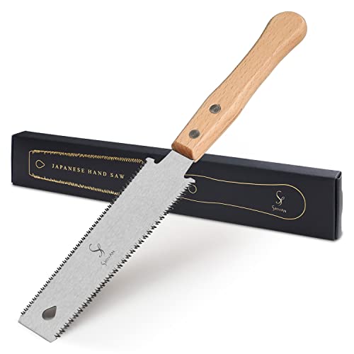SS SHOVAN Japanese Hand Saw Woodworking Tools, SS SHOVAN Double Edged 11/17 TPI Flush Cut Saw, Wooden Handle Pull Saw Small Handsaw for Fine Cutting Wood - Image 1