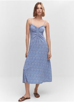 Ruched Floral Print Dress