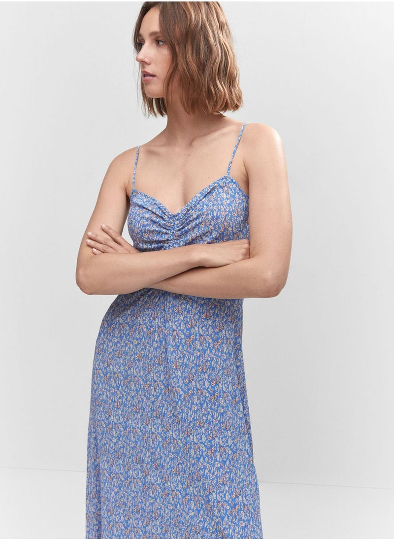 MANGO - Ruched Floral Print Dress - Image 1