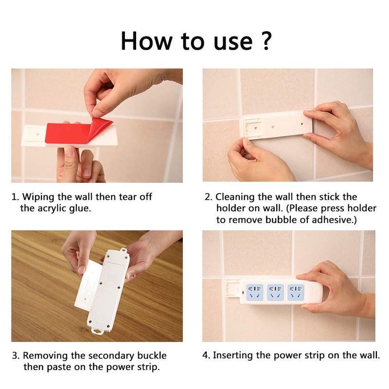 PLENARO PLENARO Power Strip Holder Fixator No Hole Plugin Wall Socket Sticker Fixerfor Desk Wall Router Remote Control Paper Towel Box Pack of 1  - Image 3