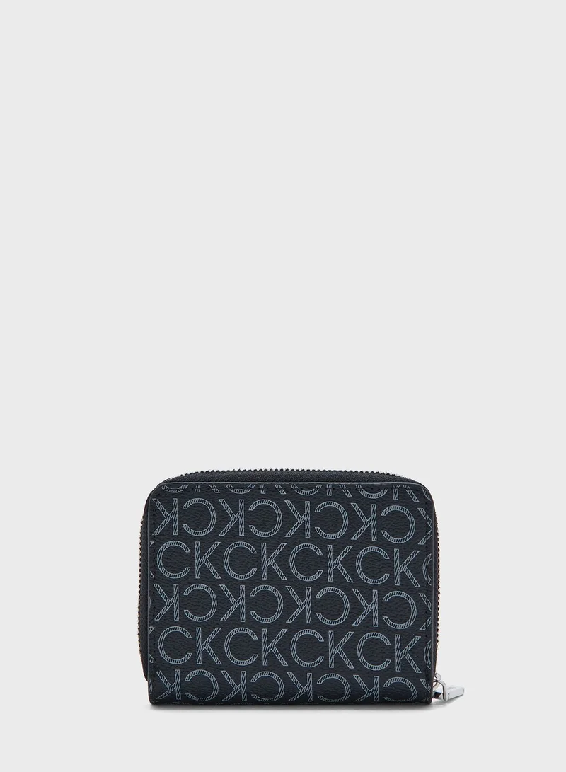 CALVIN KLEIN Monogram Zip Around Medium Size Wallet