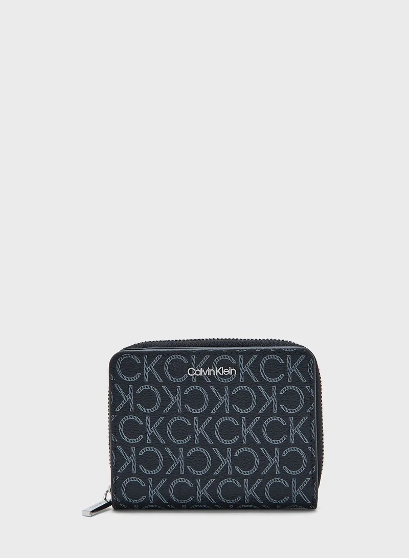 CALVIN KLEIN Monogram Zip Around Medium Size Wallet