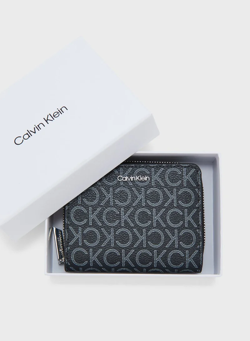 CALVIN KLEIN Monogram Zip Around Medium Size Wallet
