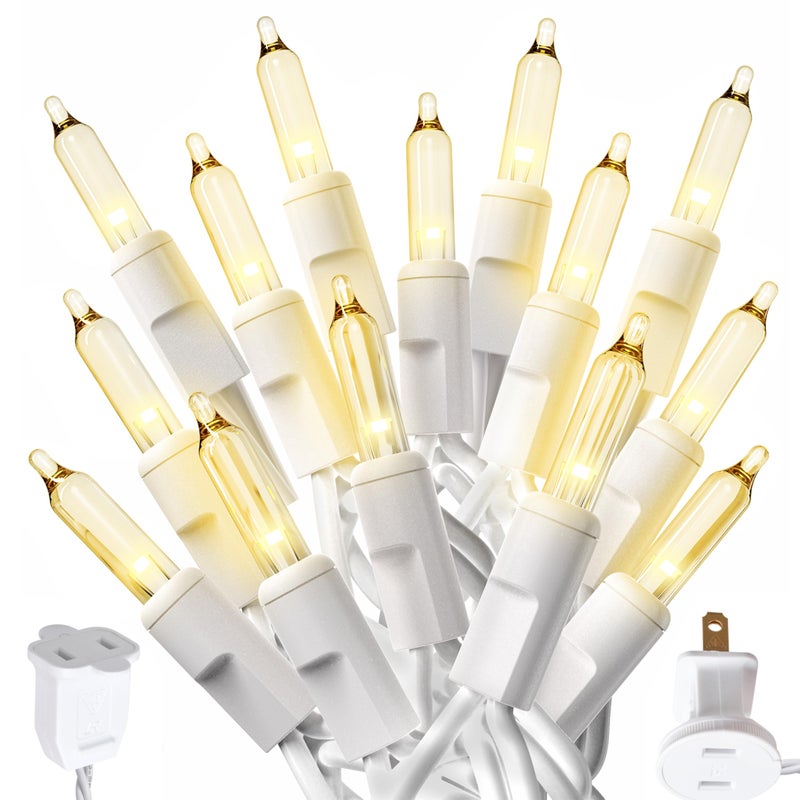 PREXTEX 100-Count Warm White Christmas Lights - 20 ft Clear StringLights on White Wire - Incandescent Xmas TreeLights for Indoor and Outdoor Decorations - Image 1