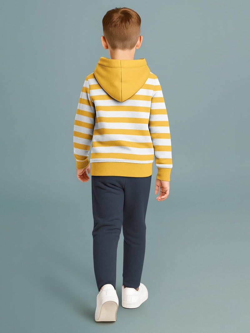 HELLCAT Trendy Co-ords With Hoodie Sweatshirt and Trackpant Clothing Set for Boys Yellow/Navy 3-4 Years - Image 3