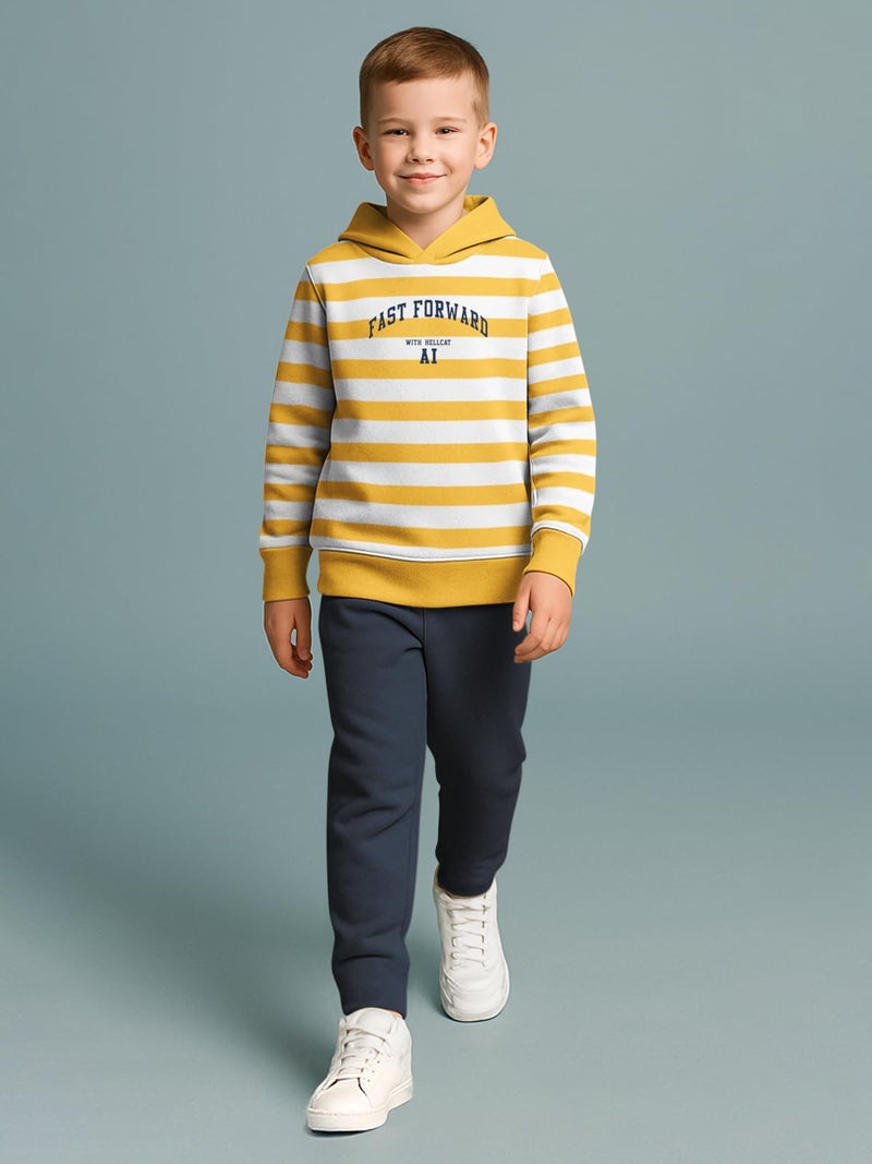 HELLCAT Trendy Co-ords With Hoodie Sweatshirt and Trackpant Clothing Set for Boys Yellow/Navy 3-4 Years - Image 2