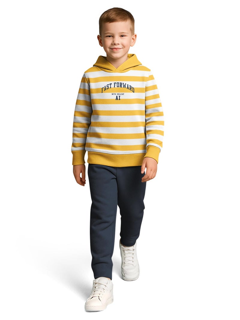 HELLCAT Trendy Co-ords With Hoodie Sweatshirt and Trackpant Clothing Set for Boys Yellow/Navy 3-4 Years - Image 1