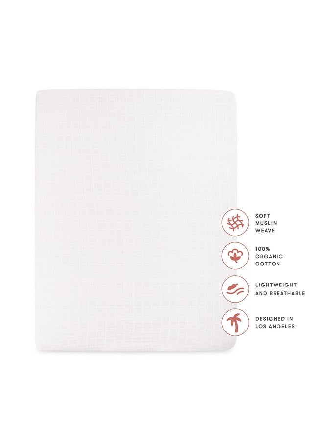 Babyletto 100% Organic Cotton All-Stages Midi Crib Sheet, GOTS-Certified, Fitted 360°, Ultra-Soft and Breathable Muslin - Plain White - Image 3