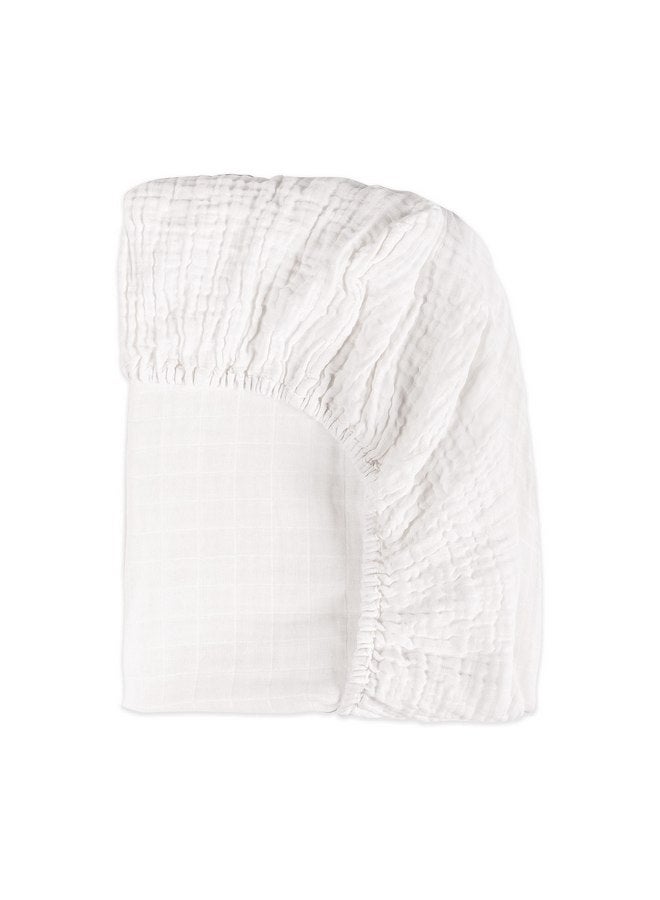 Babyletto 100% Organic Cotton All-Stages Midi Crib Sheet, GOTS-Certified, Fitted 360°, Ultra-Soft and Breathable Muslin - Plain White - Image 4