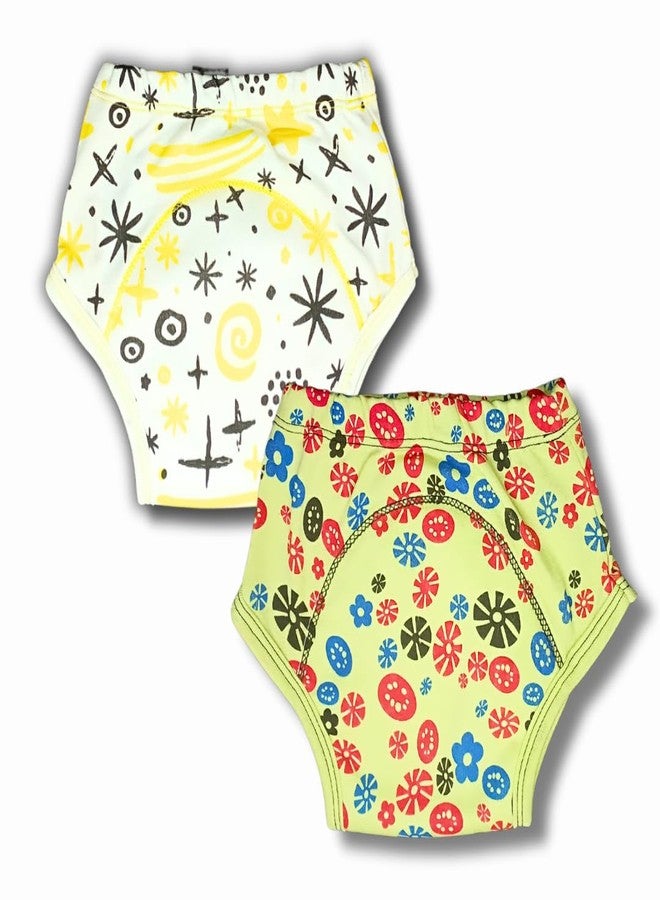 Kindermum | Padded Underwear | Potty Training Pants | Geometry Block | Cotton | Baby Training Underwear | Multicolour | Medium (7-11Kgs) | Set of 2 | For Toddlers - Image 1