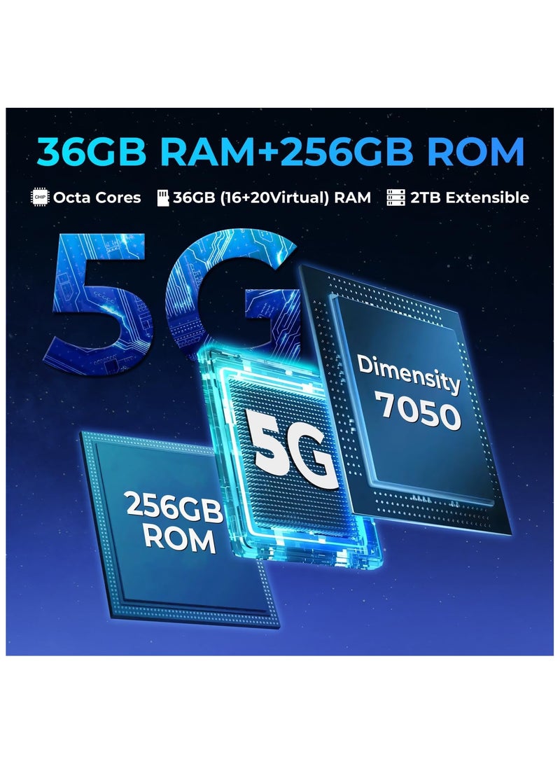 HOTWAV Hyper 7 Pro 5G Rugged Phone, 36GB + 256GB/2TB Android 14 Waterproof Phone, 6.6"FHD+ 2K Display Cell Phone, 10800mAh Battery, 200MP + 32MP Camera, Octa Core, Dual Sim, NFC, OTG, 120Hz, 33W, GPS - Black - Image 3