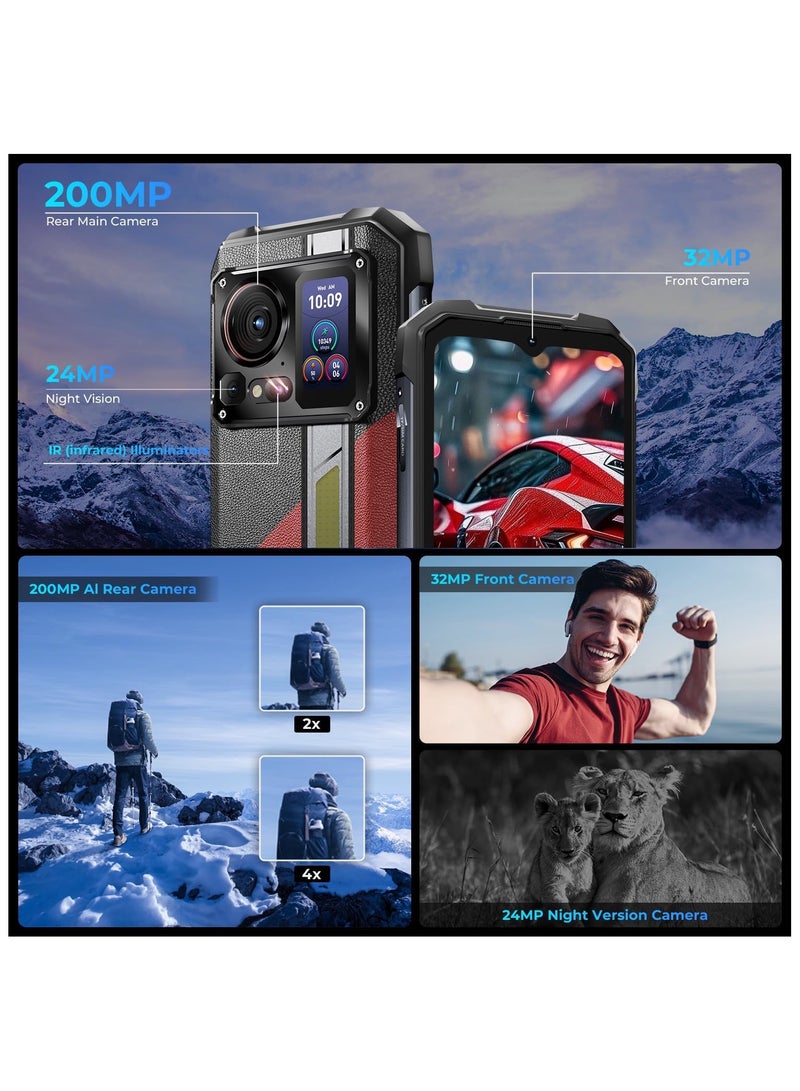 HOTWAV Hyper 7 Pro 5G Rugged Phone, 36GB + 256GB/2TB Android 14 Waterproof Phone, 6.6"FHD+ 2K Display Cell Phone, 10800mAh Battery, 200MP + 32MP Camera, Octa Core, Dual Sim, NFC, OTG, 120Hz, 33W, GPS - Black - Image 4