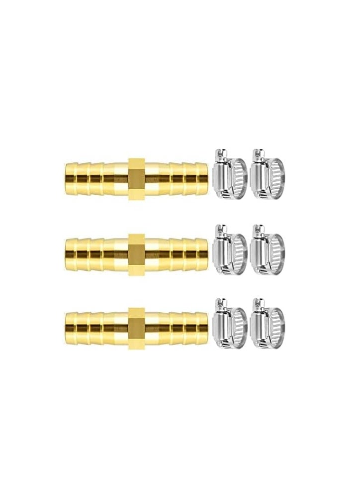 AQ AQSON AQSON 3 قطع 5/16" (8mm) موصل نحاسي مع وصلة خرطوم مع 6 مشابك أنابيب فولاذية للماء والوقود والهواء - Image 1