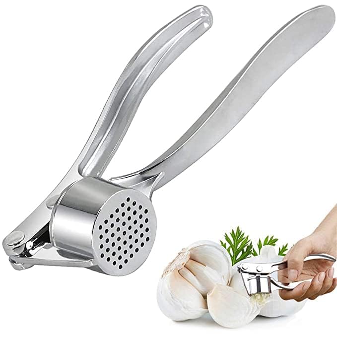 Garlic Presser Press MultiFunction Manual Portable Crusher Ginger Mincer Stainless Steel Garlic Presser Curved Grinding Slicer Squeeze Press Garlic Chopper Garlic for KitchenPack of 1  - Image 1