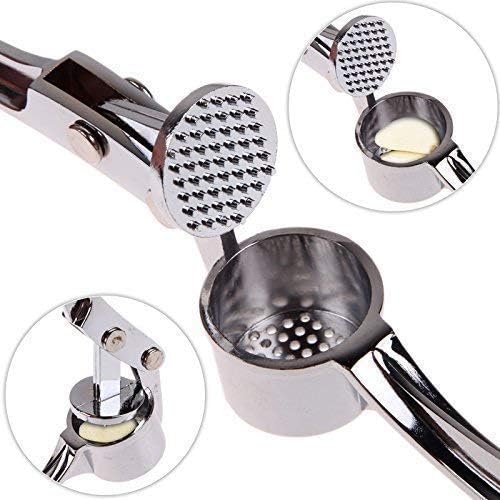 Garlic Presser Press MultiFunction Manual Portable Crusher Ginger Mincer Stainless Steel Garlic Presser Curved Grinding Slicer Squeeze Press Garlic Chopper Garlic for KitchenPack of 1  - Image 2