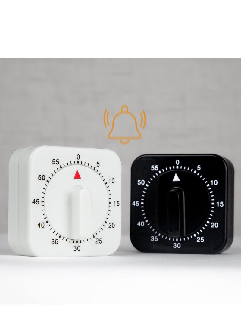 SYOSI 2-Pack Square 60 Minute Mechanical Kitchen Timer,Chef Cooking Timer Clock with Loud Alarm,No Batteries Required - Kitchen Learning Management Timer Magnetic Backing with Fridge Magnets  - Image 1