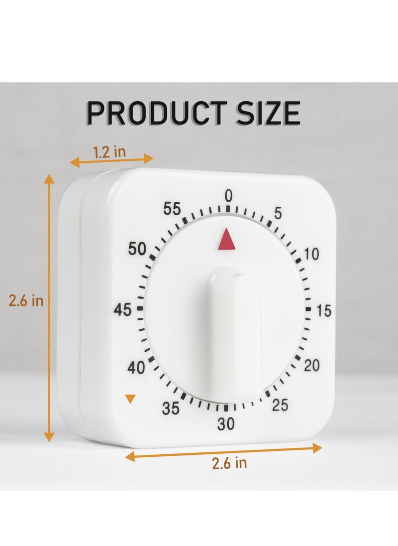 SYOSI 2-Pack Square 60 Minute Mechanical Kitchen Timer,Chef Cooking Timer Clock with Loud Alarm,No Batteries Required - Kitchen Learning Management Timer Magnetic Backing with Fridge Magnets  - Image 4