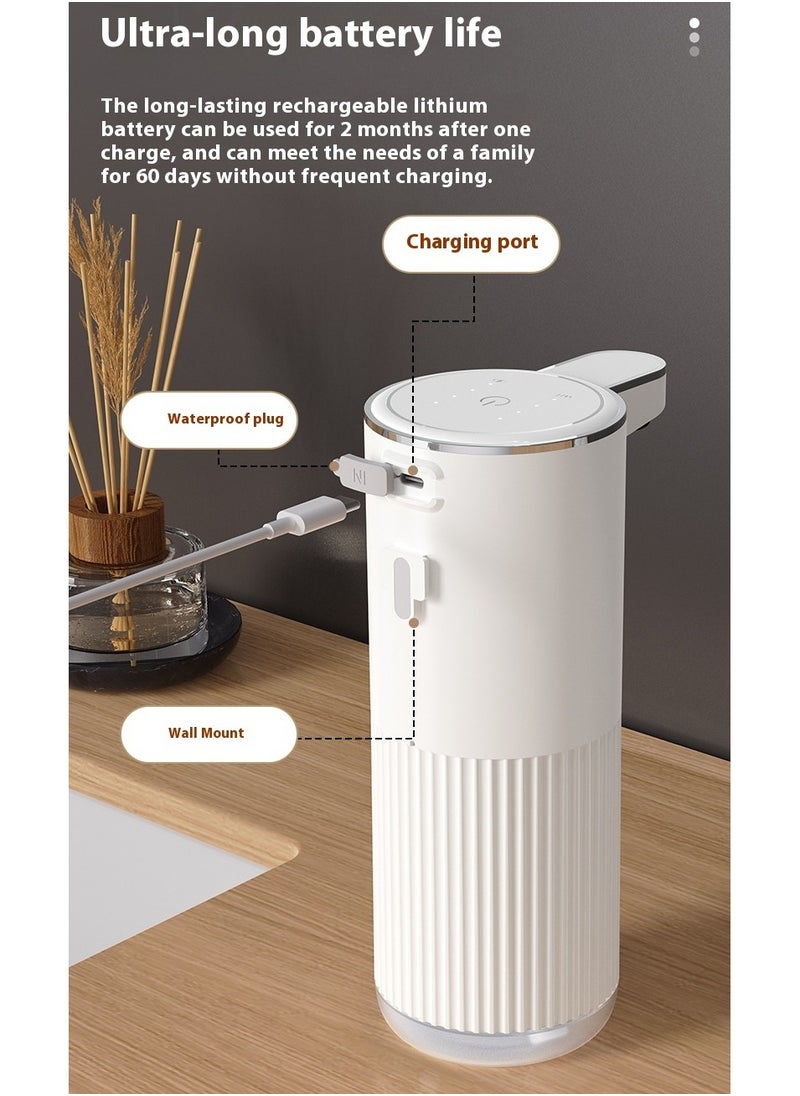 Generic Automatic Foaming Soap Dispenser, Power & Gear Display, 360ml Touchless Rechargeable Hand Soap Dispenser, 4-Level Adjustable Foam Volume, Wall Mounted Soap Dispenser for Bathroom/Kitchen/Office/Hotel White  - Image 4