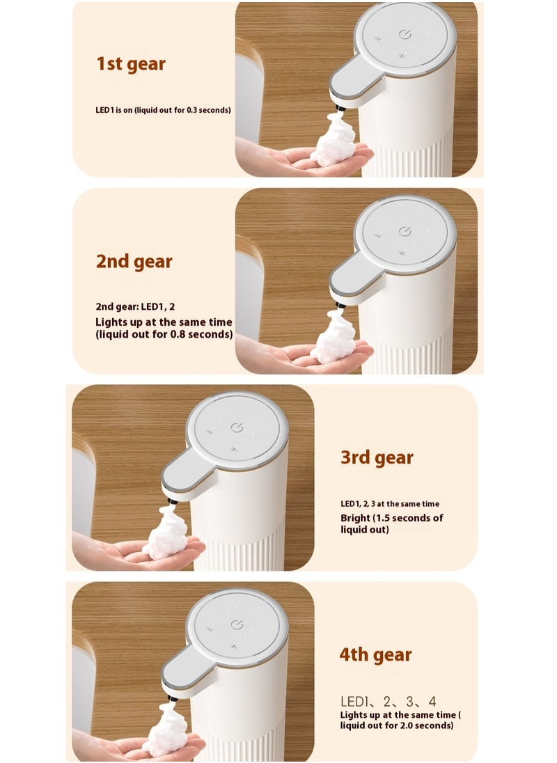 Generic Automatic Foaming Soap Dispenser, Power & Gear Display, 360ml Touchless Rechargeable Hand Soap Dispenser, 4-Level Adjustable Foam Volume, Wall Mounted Soap Dispenser for Bathroom/Kitchen/Office/Hotel White  - Image 3