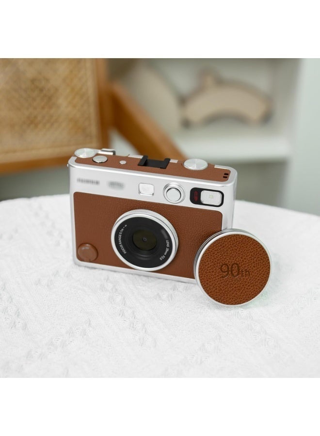 ZVEV Retro Leather Lens Cap for Fujifilm Instax Mini EVO, Brown Aluminum Anti-Dust Anti-Scratches Lightweight Camera Lens Cover with Soft EVA Interior, Accessories for Fuji Mini Evo Lens Protection Cover - Image 3
