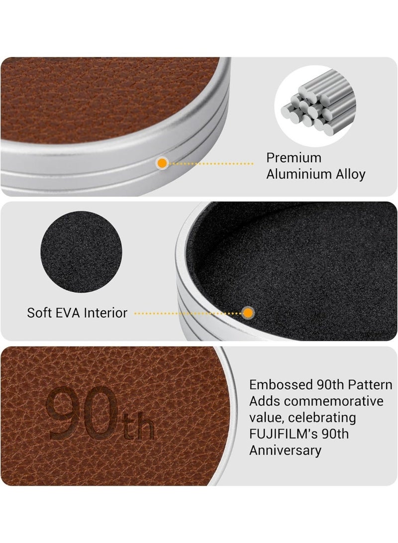 ZVEV Retro Leather Lens Cap for Fujifilm Instax Mini EVO, Brown Aluminum Anti-Dust Anti-Scratches Lightweight Camera Lens Cover with Soft EVA Interior, Accessories for Fuji Mini Evo Lens Protection Cover - Image 5