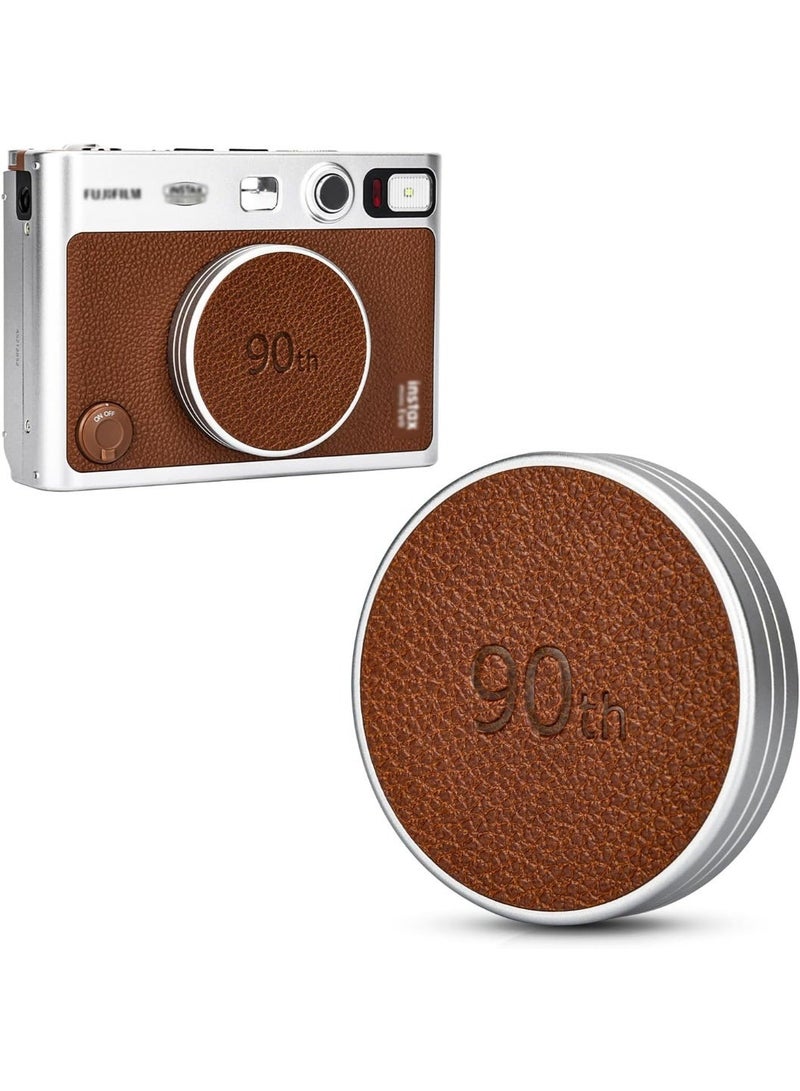 ZVEV Retro Leather Lens Cap for Fujifilm Instax Mini EVO, Brown Aluminum Anti-Dust Anti-Scratches Lightweight Camera Lens Cover with Soft EVA Interior, Accessories for Fuji Mini Evo Lens Protection Cover - Image 1