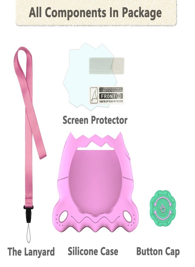 RAWECUD Silicone Case for Tamagotchi Paradise Electronic Pets Toy, Screen Protector and Lanyard for Tamagotchi Paradise Virtual Pet Accessories (Pink) - Image 3