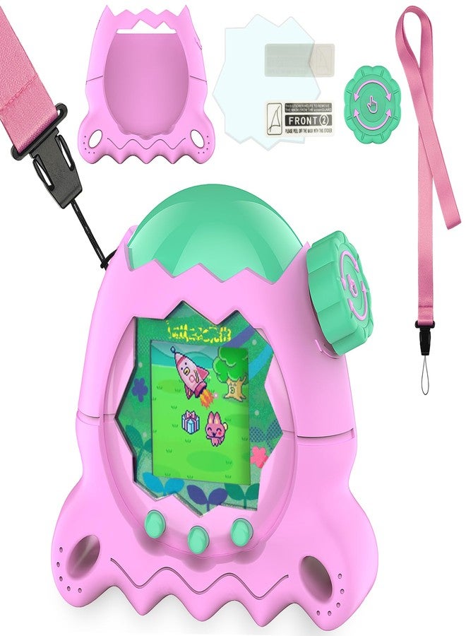 RAWECUD Silicone Case for Tamagotchi Paradise Electronic Pets Toy, Screen Protector and Lanyard for Tamagotchi Paradise Virtual Pet Accessories (Pink) - Image 1