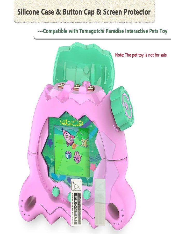 RAWECUD Silicone Case for Tamagotchi Paradise Electronic Pets Toy, Screen Protector and Lanyard for Tamagotchi Paradise Virtual Pet Accessories (Pink) - Image 2