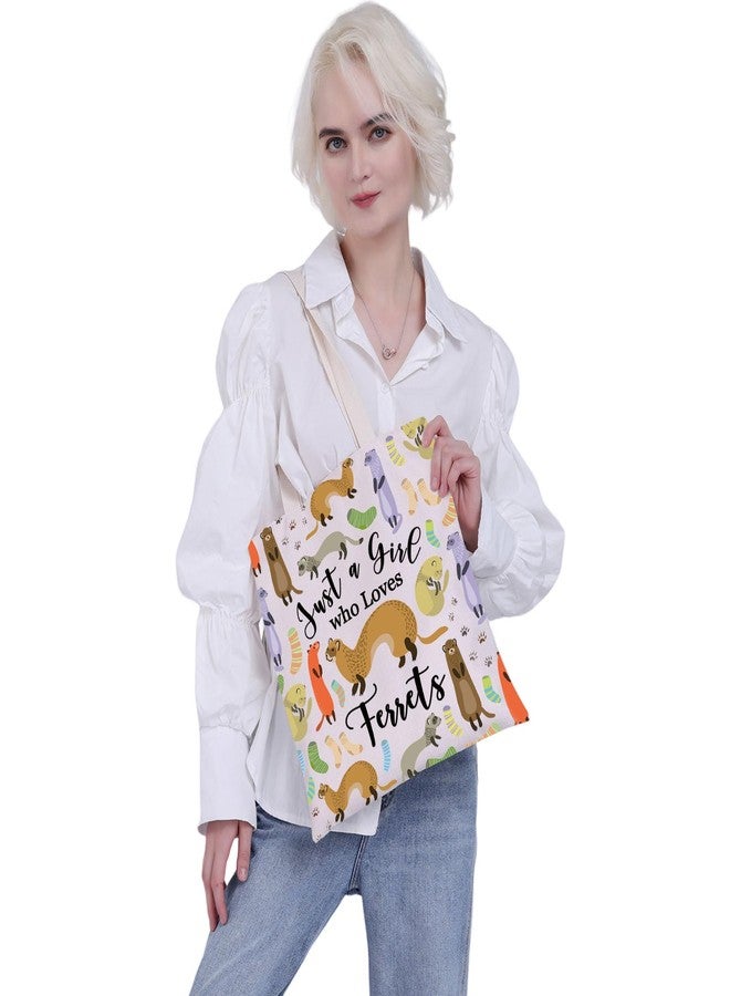 MBMSO Ferret Gifts for Women Ferret Tote Bag for Ferret Lovers Gifts Ferret Mom Gifts Ferret Shopping Bag Ferret Owner Gifts (Canvas, Ferret TB) - Image 2