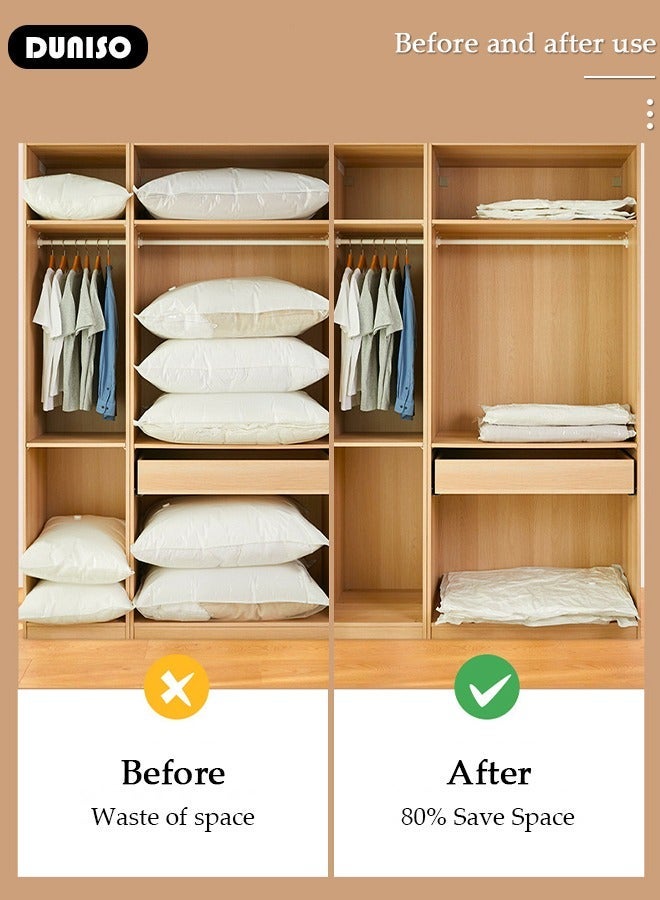 DUNISO 80*56 cm Vacuum Storage Bags-5 Compression Bags Pump Needed Reusable Compression Bags Space Saver Home Packing Organizers for Packing, Clothes, Comforters, Blankets - Image 5